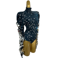 Combinaison sexy à paillettes et strass pour spectacle sur scène, combinaison une pièce en spandex pour femmes, tenue de club, tenue de showgirl, tenue de festival, vêtements de danse