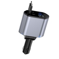 Cargador de Coche con Carga Rápida Modelo 2026 12-24V Puertos Tipo-C y USB Carga por Cable Compatible con Huawei Apple Certificado RoHS