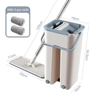 Lazy Flat Mop lavaggio a mano pulizia Squeeze Floor Mop bagno con secchio Cleaner Magic Dry Wet Home Kitchen scope Tools