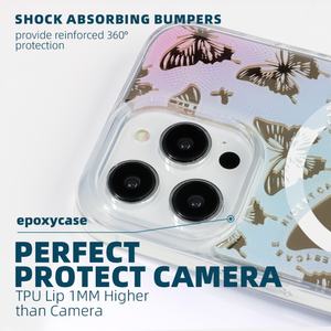 Étui de téléphone magnétique avec miroir recyclé, dégradé violet, papillon, pour iPhone 15 14 Pro Max - Product Image 3