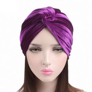 Meilleure vente Turban torsadé musulman de haute qualité pour femmes foulard en velours respirant Hijab Turban d'extérieur - Product Image 4