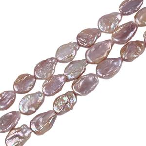 Perles semi-finies en vrac Wenchi 30065, 14-15mm, naturelles d'eau douce, ovales, baroques, en forme de taille, pour bijoux DIY, coloris blanc et rose - Product Image 5