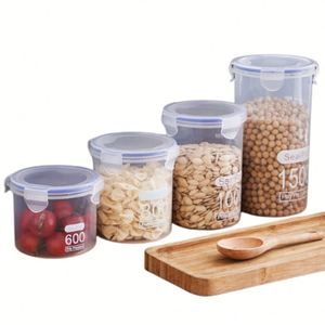 Pot de conservation alimentaire hermétique en plastique rond de haute qualité, transparent, pour la cuisine, avec couvercle, pour ranger les haricots et les noix - Product Image 3