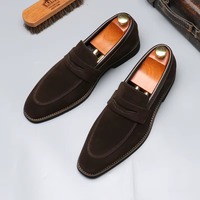 Mocassins en daim haut de gamme pour hommes, classiques, faits à la main, à enfiler, confortables, chaussures de ville formelles pour hommes