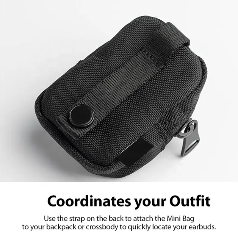 Özel Mini kese blok naylon Polyester taşıma çantası küçük fermuarlı çanta kayış için AirPods kulaklık muhtelif sikke