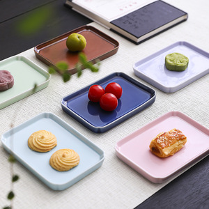 Chinese Style Ceramic Tea And <b>Snack</b> <b>Tray</b> Solid Color Small Fruit Plate For Residential Use Dessert Serving <b>Trays</b> - Product Image 4