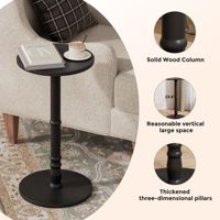 Ensemble de deux tables d'appoint rondes hautes noires avec pieds tournés pour salon, chambre à coucher, décoration moderne minimaliste