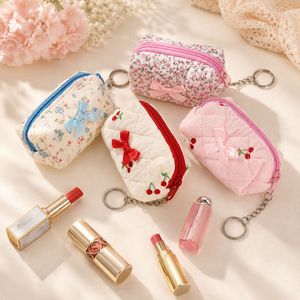 New cross-border <b>mini</b> <b>lipstick</b> pouch, earphone and data cable storage bag, <b>lipstick</b> and perfume floral cotton small makeup bag - Product Image 1