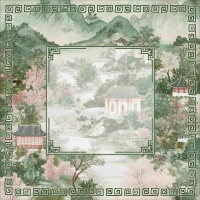 Ensemble complet de Mahjong américain, 166 tuiles en acrylique avec tapis de Mahjong imprimé paysage chinois vert pour jeu familial