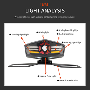 Hearxin Feu de signalisation universel pour <span class=keywords><strong>moto</strong></span> <span class=keywords><strong>LED</strong></span> Feu arrière <span class=keywords><strong>clignotant</strong></span> pour Honda <span class=keywords><strong>Harley</strong></span> 12V Feu stop moteur - Product Image 5