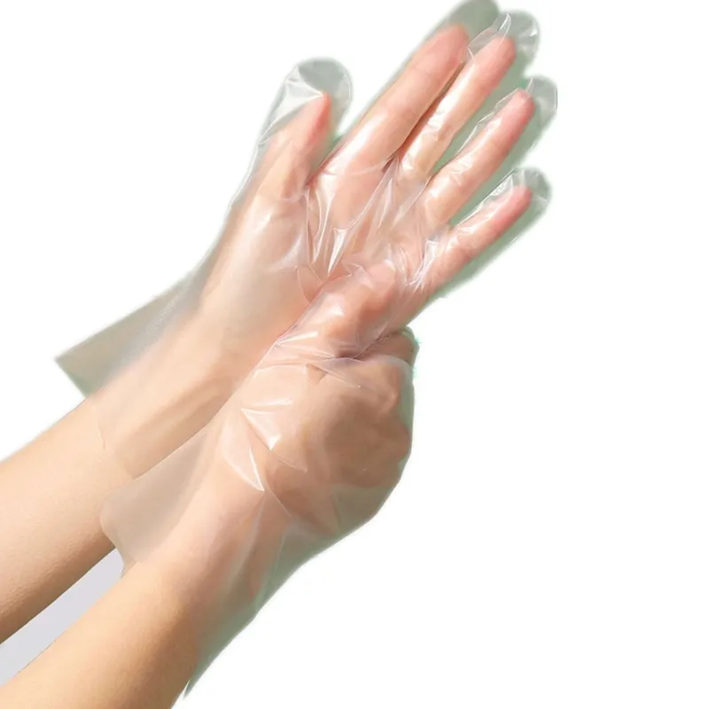 Gıda deposu gıda kullanımı için tozsuz 100 adet hibrid polietilen eldiven tek kullanımlık T polietilen eldiven