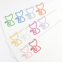Clips en métal colorés en forme de chat, en stock, fournitures de bureau, vente en gros