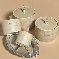 Boîte cadeau cylindrique en papier décorée de perles, boîte d'emballage ronde de luxe en carton texturé pour cadeau de demoiselle d'honneur