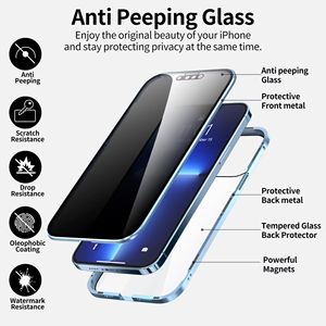 <span class=keywords><strong>Coque</strong></span> de téléphone à adsorption <span class=keywords><strong>magnétique</strong></span> Double verre <span class=keywords><strong>Anti</strong></span>-peep pour <span class=keywords><strong>iPhone</strong></span> 15 14 13 12 <span class=keywords><strong>11</strong></span> Pro Max couverture mobile transparente couverture complète de l'objectif - Product Image 4