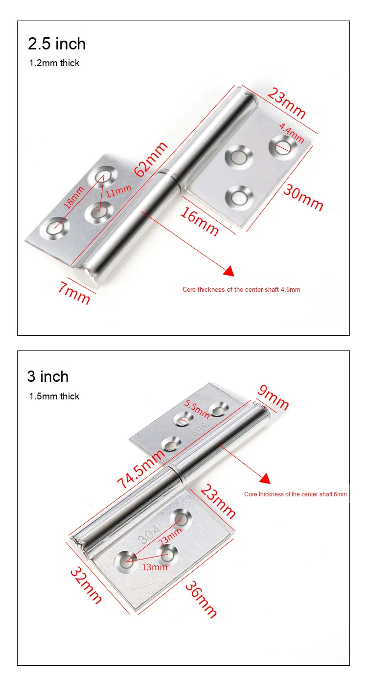 removable 5 inch2.5mm