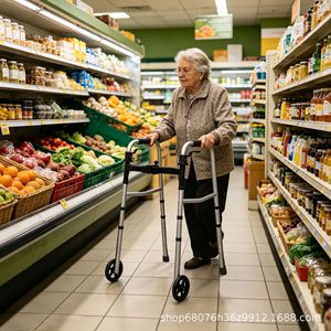 Déambulateur pliant médical Ruiren, argenté, à roulettes, dispositif d'aide à la mobilité pour personnes âgées - Product Image 4