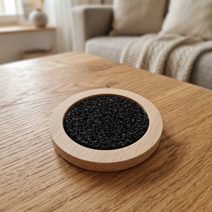 Sous-verre en pierre activée avec cadre en bois circulaire, artisanat naturel fait main, décoration - Product Image 4