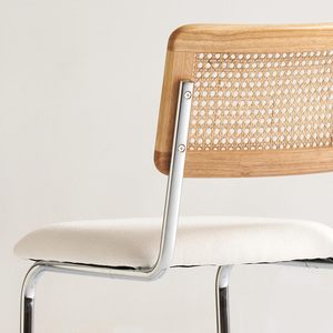 Giữa Thế Kỷ hiện đại bọc Ghế <span class=keywords><strong>Bar</strong></span> với mây đầy đủ trở lại và chân kim loại cho phòng tắm hoặc nhà bếp đảo sử dụng - Product Image 3