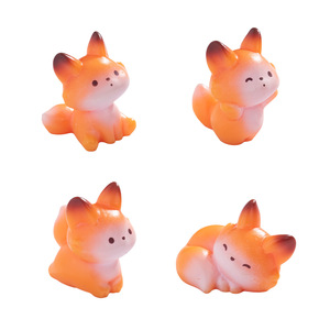 Cute Cartoon Fox Doll Resin Miniature <b>Ornament</b> Desktop <b>Car</b> Decor Accessory - Product Image 2