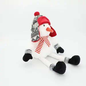 Animal en peluche de Noël pour enfants Poupée bonhomme de neige en peluche avec écharpes et chapeaux Jouet bonhomme de neige en peluche