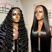 Perruque en cheveux humains naturels bouclés birmans, avec dentelle frontale complète, 40 pouces, ondulations profondes lâches, frontale HD, longue, pour femmes noires