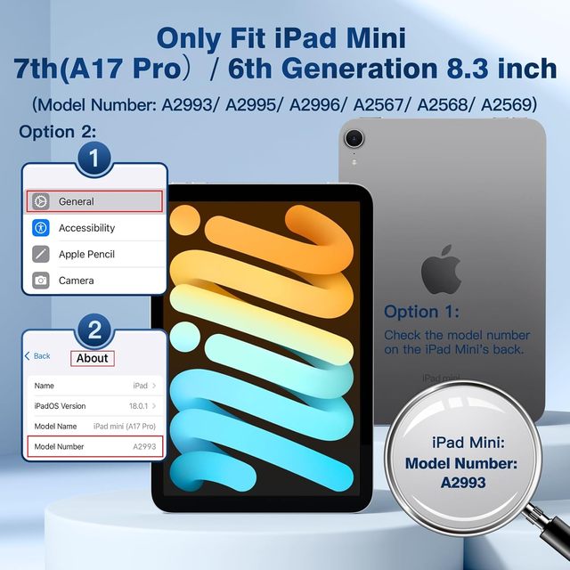 iPad Mini 7 Keyboard Case 8.3 Inch A17 Pro Pad Mini 6 Generation Case with Keyboard Pencil Holder Generation Protection Case