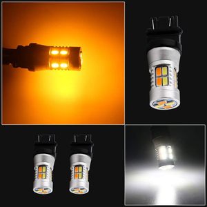 หลอดไฟ LED สัญญาณไฟเลี้ยวแบบสลับสีเหลืองอำพัน/ขาว รุ่น 3157 12V หลอดไฟ LED ทดแทน รุ่น 3457 3155 4057 4057 3047 3057 - Product Image 5