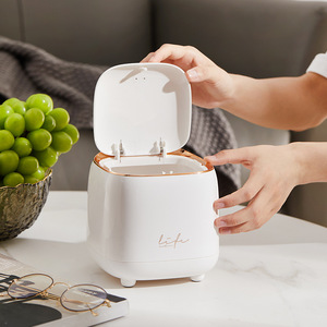 Cubo de basura de escritorio con botón pulsador, 4L, cuadrado, con tapa abatible, contenedor de almacenamiento de residuos para uso en mesa de centro - Product Image 4