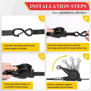 Cinta de Amarração Automática Retrátil de 1 polegada x 10 pés, 25mm, 680kgs, com Gancho em S - Product Image 2