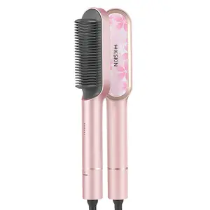 KSKIN KD380A Sisir Pemijat, Sisir Pelurus Rambut Pemanas PTC Cantik, Sikat Rambut Ionik Salon Portabel dengan Pembentuk Rambut Cepat