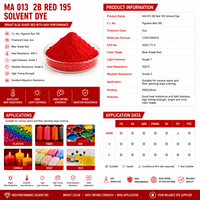 Colorant Solvant Série Azo MA 013 2B Rouge 195 Grade 7, Haute Résistance à la Lumière, Forte Puissance de Teinture pour Plastiques, Bougies, Savons et Encres