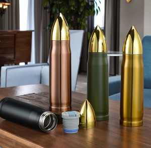 Tazza Termica Portatile Creativa in Acciaio Inossidabile a Doppio Strato, Design a Proiettile/Razzo, Regalo per <span class=keywords><strong>Negozi</strong></span>, 350ml 750ml - Product Image 2