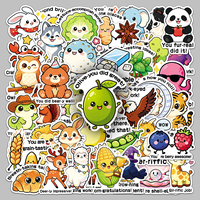 50 Pegatinas de Vinilo Impermeables Personalizadas con Dibujos Animados de Animales para Decorar Fundas de Teléfono, Cuadernos y Artículos de Papelería
