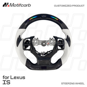 Volant personnalisé en fibre de carbone avec poignées en cuir blanc pour Lexus IS RC NX GS 250 300 300h 350 500 F Sport 2013-2025 - Product Image 2