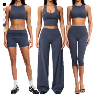 Leggings Neri <span class=keywords><strong>a</strong></span> Zampa d'Elefante, Shorts Neri, Canotta da Donna, Pantaloni Capri da Donna, Nuovo Reggiseno Sportivo, Abbigliamento da Palestra Organico - Product Image 1