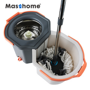Serpillère essoreuse en acier inoxydable de qualité supérieure, rotative à 360°, avec manche réglable de 140 cm, pour le <span class=keywords><strong>nettoyage</strong></span> des sols de bureau, ensemble seau <span class=keywords><strong>et</strong></span> serpillère magique - Product Image 1