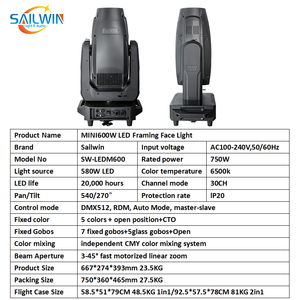 Sailwin haute puissance 600W LED tête mobile faisceau lumineux Spot <span class=keywords><strong>Wash</strong></span> 3in1 BSW <span class=keywords><strong>Lyre</strong></span> LED tête mobile profil de coupe lumière pour événement sur scène - Product Image 5