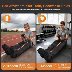 Logo Kustom 5 Chambers Electric Sports Recovery Massage Air Compression Boots <span class=keywords><strong>Therapy</strong></span> Leg Massager 40-220mmHg Pressure Dual - Product Image 5