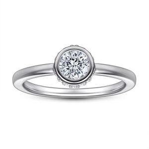 Bague de fiançailles en argent sterling plaqué rhodium pour femme Sun Star, cadeau de mariage, bijoux empilables tendance - Product Image 1