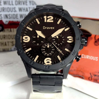 Montre chronographe à quartz pour homme en acier inoxydable de luxe, grands chiffres arabes, cadran noir, lumineuse, étanche, montre de sport FS