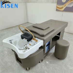 KISEN Modern Thai Style High End PU Leather Hair Washing Massage Chair Lay Down <b>Table</b> Shampoo Bed Chairs for Hair Beauty Salon - Product Image 1