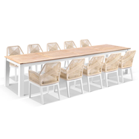 Ensemble de meubles d'extérieur en aluminium, table de jardin avec plateau rond en verre céramique et chaises, ensemble de salle à manger en tissu pour 6 personnes