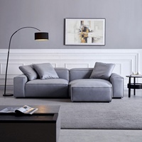 Canapé modulaire confortable en similicuir avec ottoman, en forme de L, pour villa ou atelier, design moderne, luxe léger, rembourré en mousse