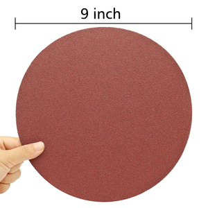 9 Inch Rode Aluminiumoxide Schuurschijf Met Psa/Haak En Lus Plakkerig Steun Schuurpapier Voor Het Polijsten Van Houten Vloer En Metaal - Product Image 2
