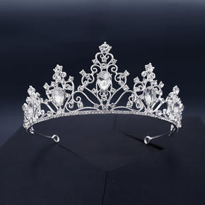 Diadème couronne diadème de mariage, coiffe reine en cristal, <span class=keywords><strong>rouge</strong></span> strass, coiffure, - Product Image 1