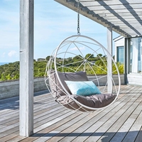 Mobilier de jardin extérieur à siège unique en rotin balançoires de patio chaise œuf suspendue avec support