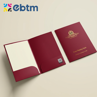 Dossiers en papier rouge personnalisés avec logo, gaufrage et dorure, luxe A4 A5, avec fente pour cartes, pour entreprises