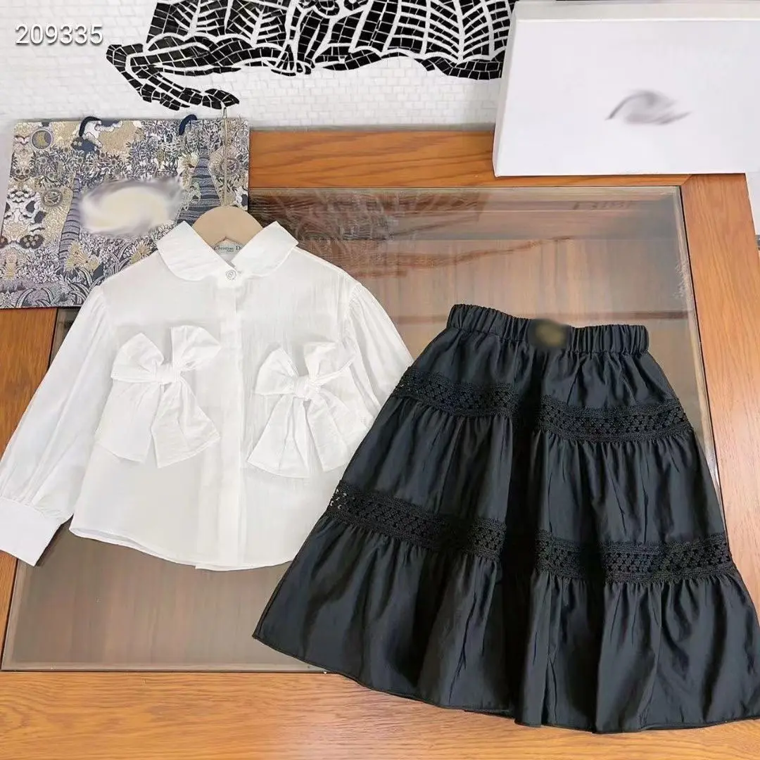 Girls School Uniform Long Sleeve Blouse School Skirt For Toddler Kids Midi Pleated Custom Uniform Shirts Set