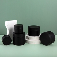 Bocaux en plastique PET cosmétiques en gros, rechargeables, 30/50/100/120/150G, noirs givrés à large ouverture avec couvercles