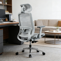 Chaise de bureau ergonomique à dossier haut en maille avec soutien lombaire et roulettes en PU pour de longues heures de travail